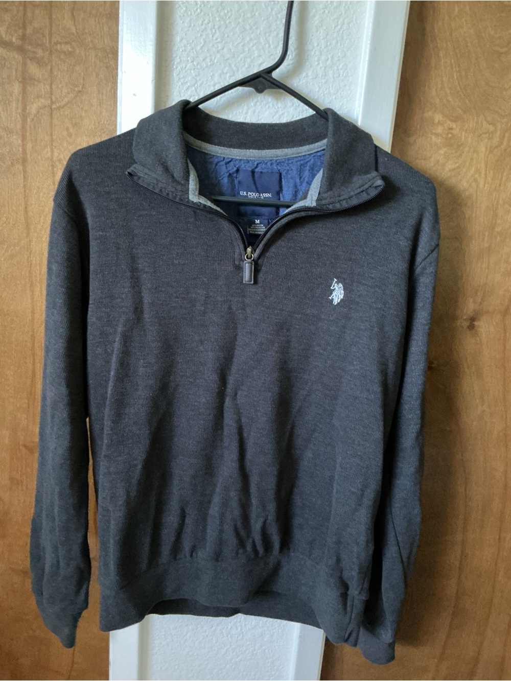 US Polo Assn. 1/4 Zipper Pullover Sweater Gray - Men's Size - M